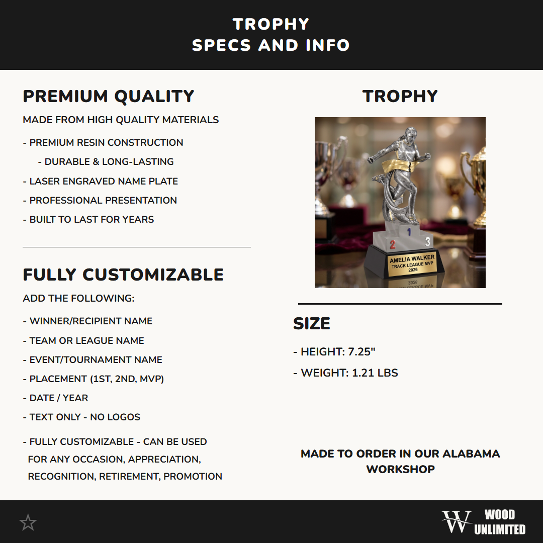 Personalized | Track & Field Award | Custom Engraved | Track Trophy | Running Award | Runner Gift | MVP Award | Cross Country