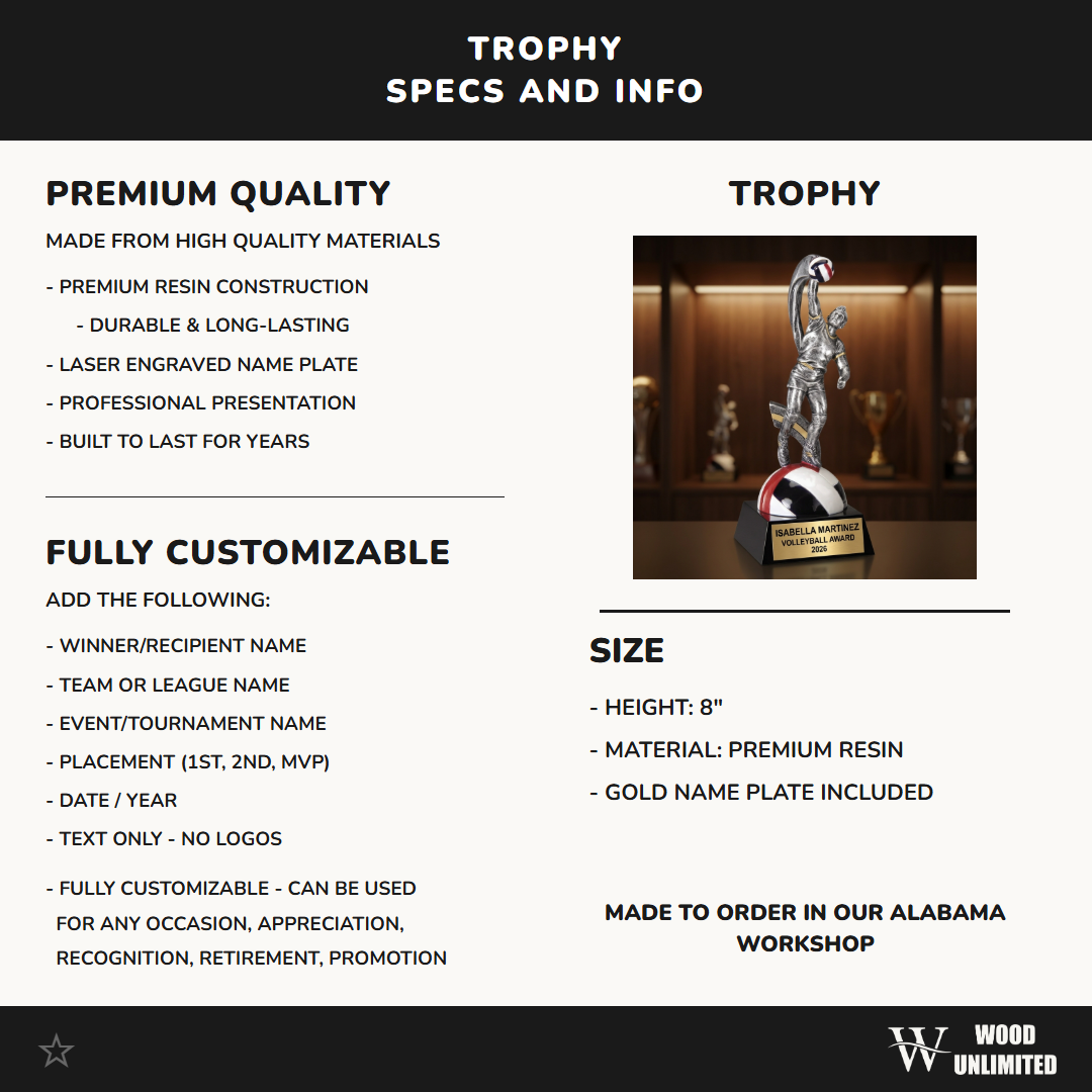 Volleyball Trophy Award | Personalized | Custom Engraved | Volleyball Gifts | Team Awards | Player Trophy