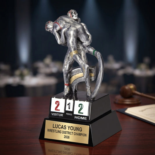 Wrestling Award Trophy - Personalized - Custom Engraved - Wrestling Gift - Champion Award - Wrestlin - detail view