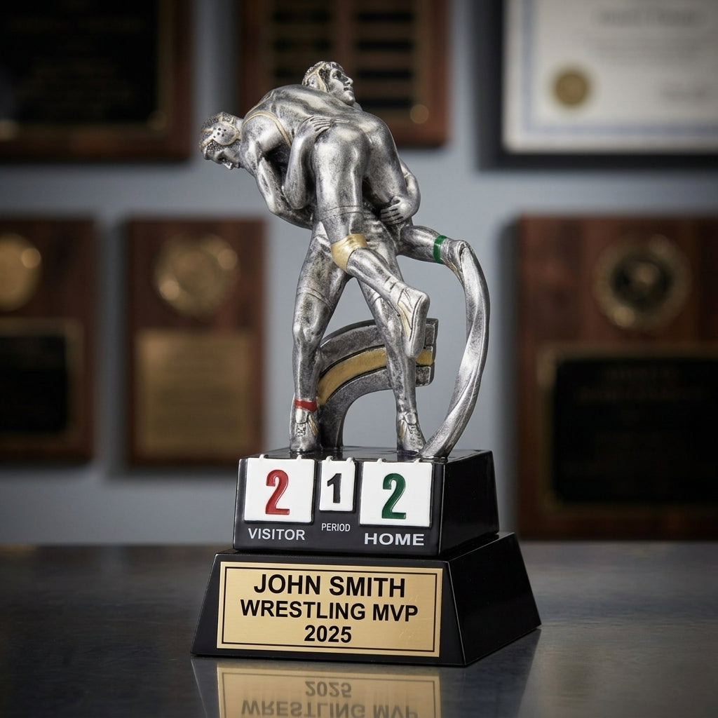 Wrestling Award Trophy - Personalized - Custom Engraved - Wrestling Gift - Champion Award - Wrestlin - size comparison