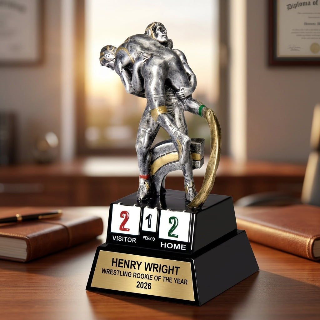 Wrestling Award Trophy - Personalized - Custom Engraved - Wrestling Gift - Champion Award - Wrestlin - close-up