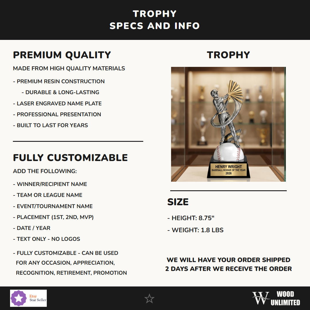 Baseball Award Trophy 8.75"