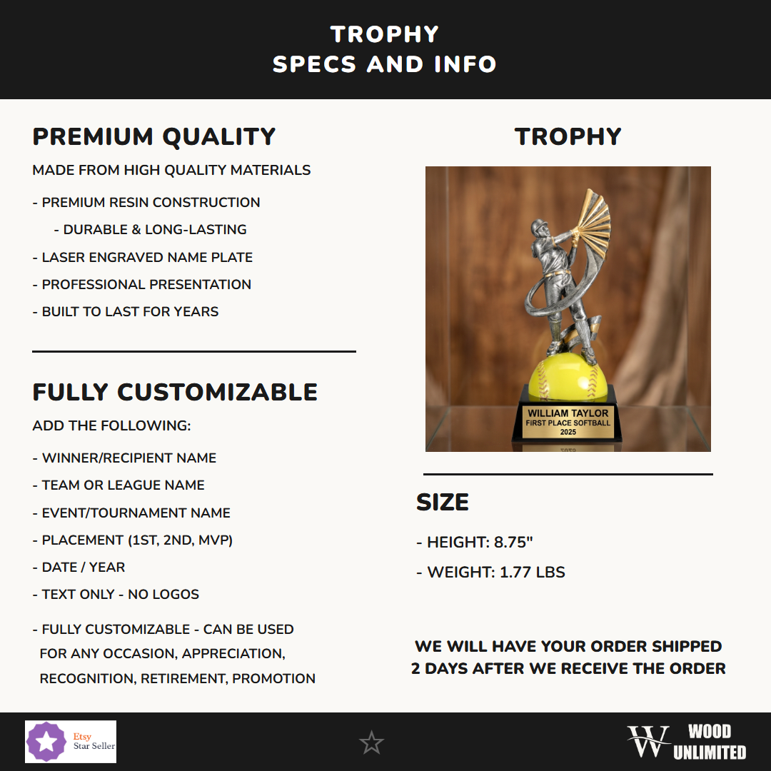 Softball Award Trophy 8.75"
