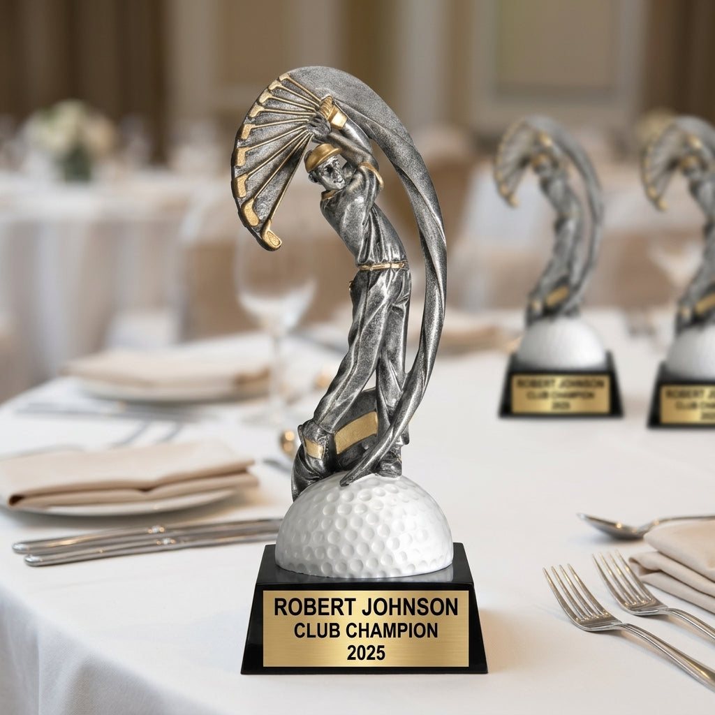 Golf Trophy Award | Personalized | Custom Engraved | Golf MVP | Gold Name Plate | Wood Unlimited - View 5