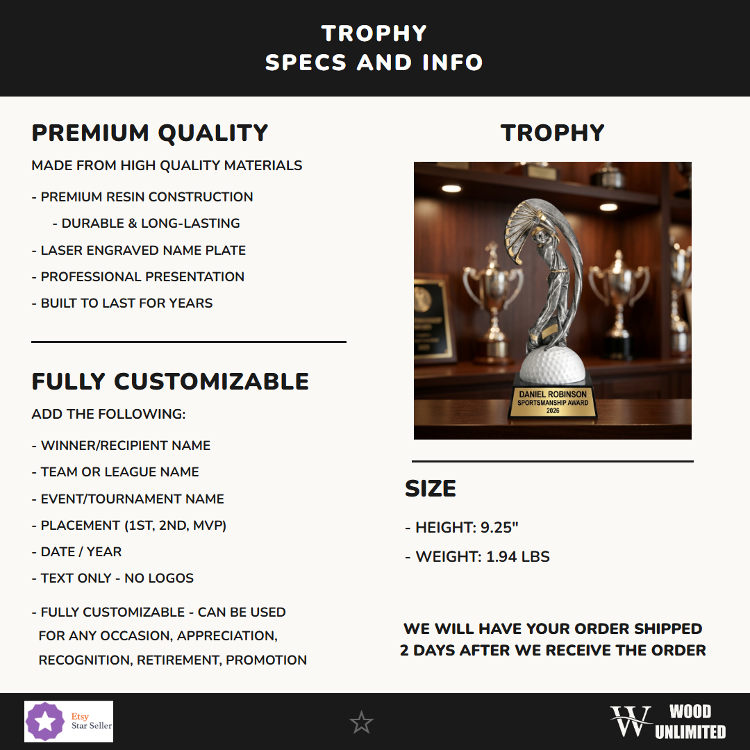 Golf Award Trophy 9.25"