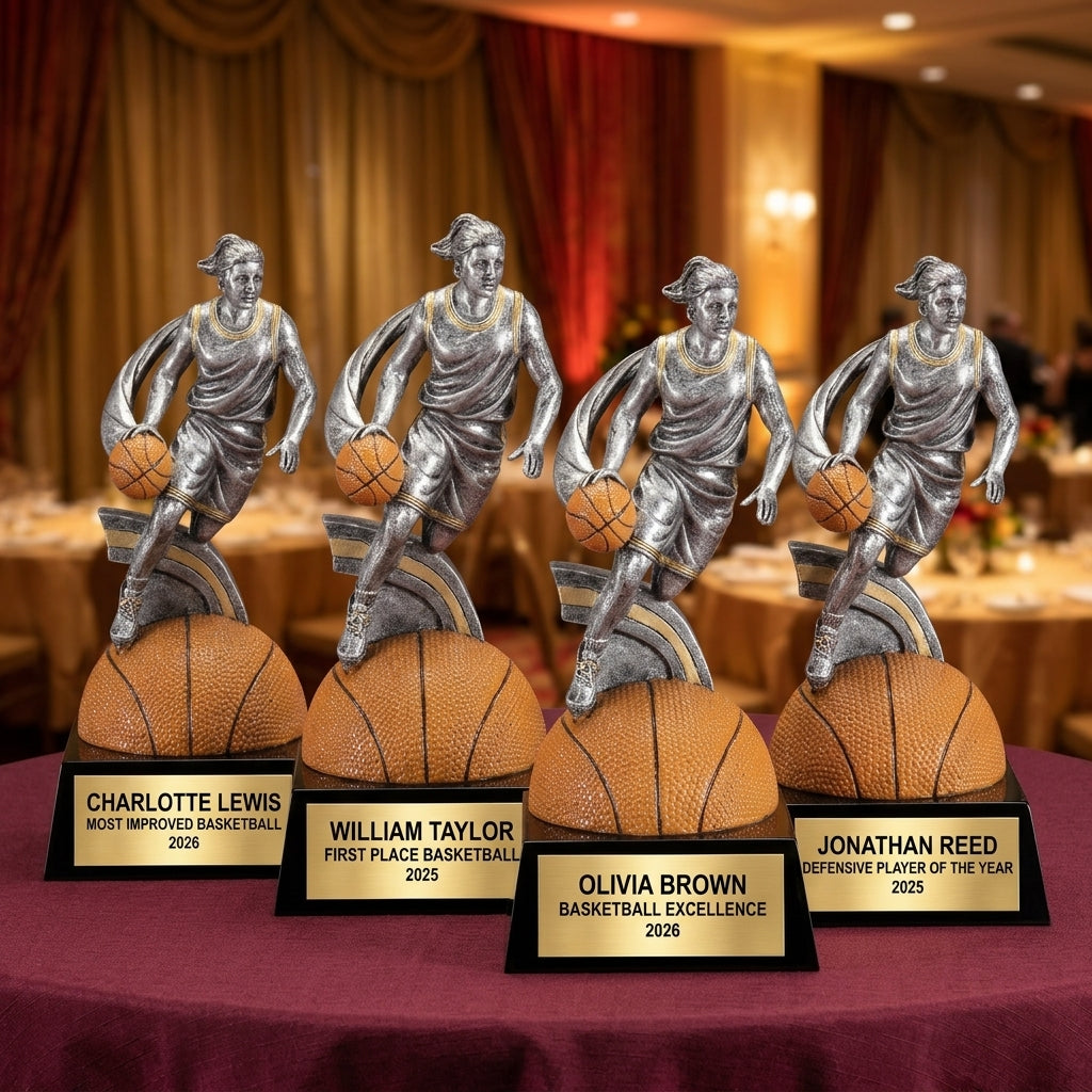 Basketball Trophy Award | Personalized | Custom Engraved | Basketball MVP | Gold Name Plate | Wood Unlimited - View 6