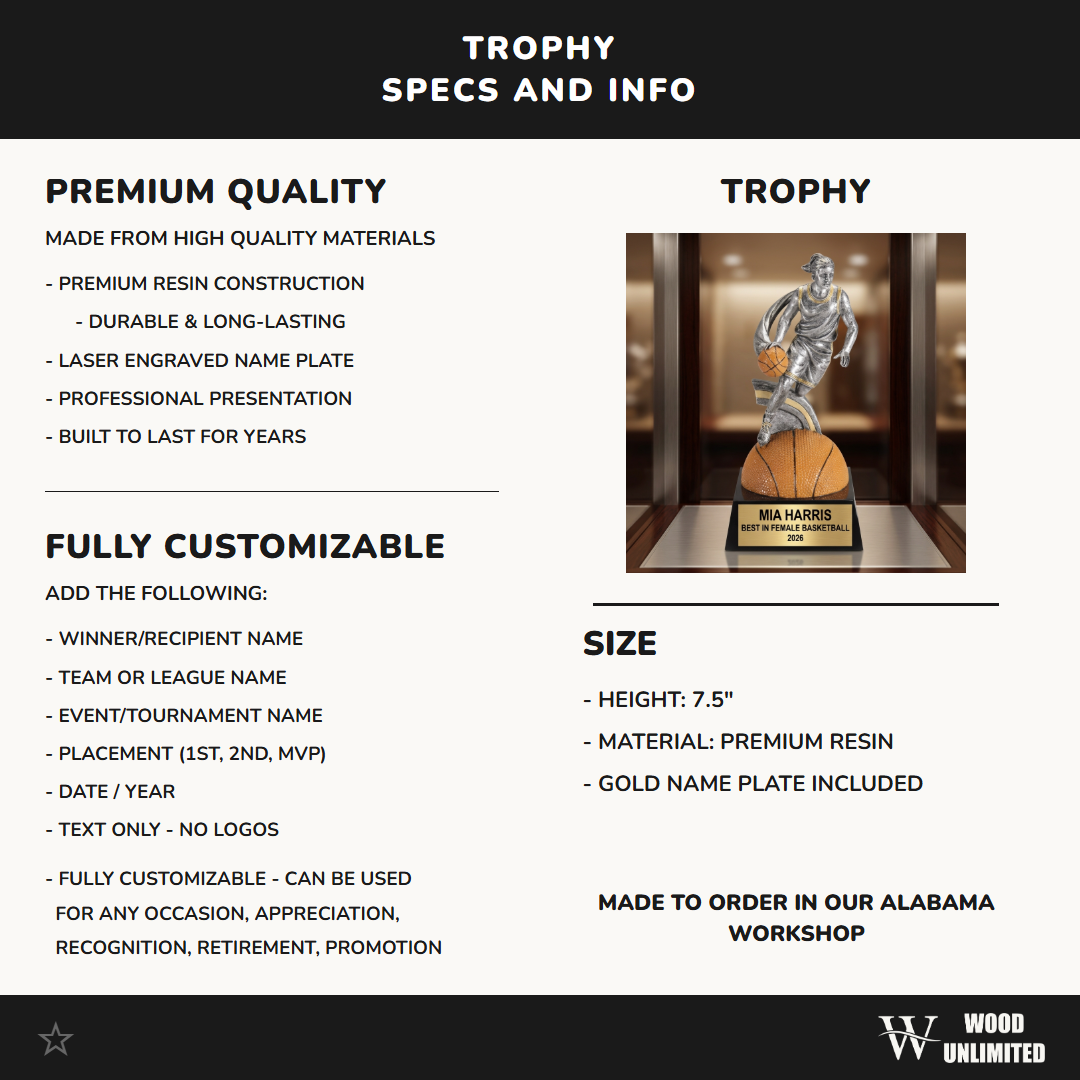 Basketball Trophy Award | Personalized | Custom Engraved | Basketball Award | Team Gift | Basketball Tournament Trophy | Player Award