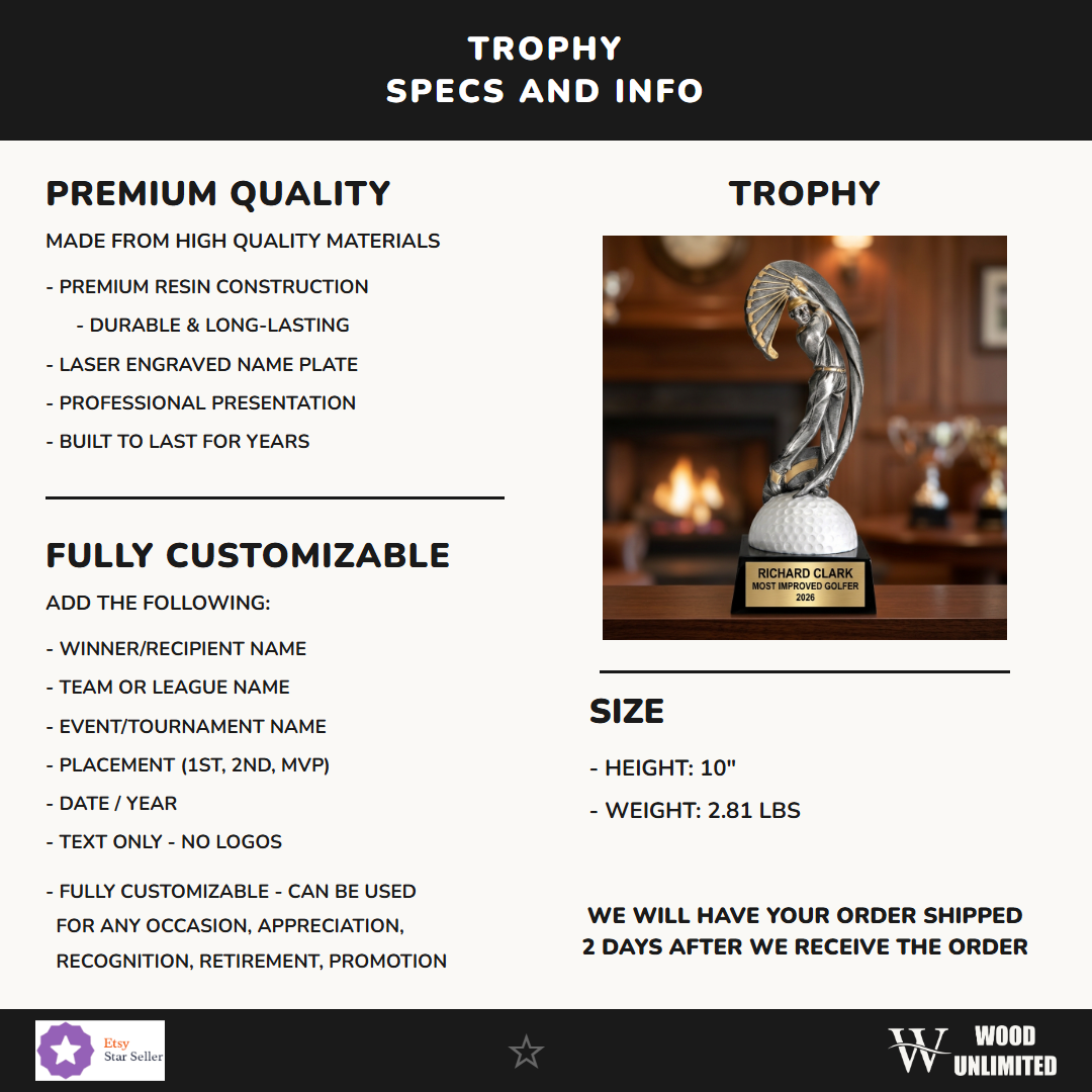 Golf Award Trophy 10"