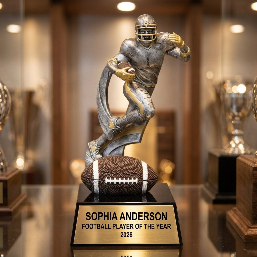 Football Award Trophy | Personalized | Custom Engraved | Motion X Football | Team Gift | Coach Gift - View 1
