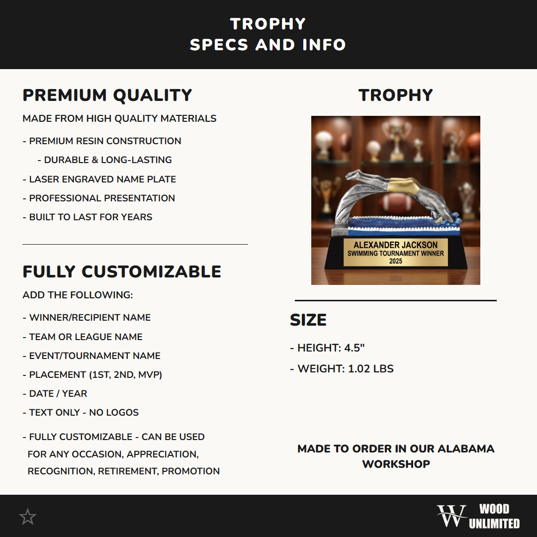 Personalized | Swimming Award | Custom Engraved | Swimming Trophy | Swimmer Award | Personalized Swim | Team Recognition | Youth Swim