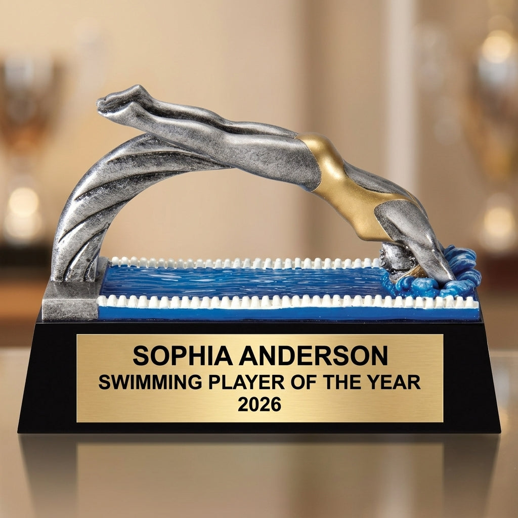 Personalized | Swimming Award | Custom Engraved | Swimmer Trophy | Personalized Swim | Engraved Trophy | Custom Team | Youth Swimmer - View 1