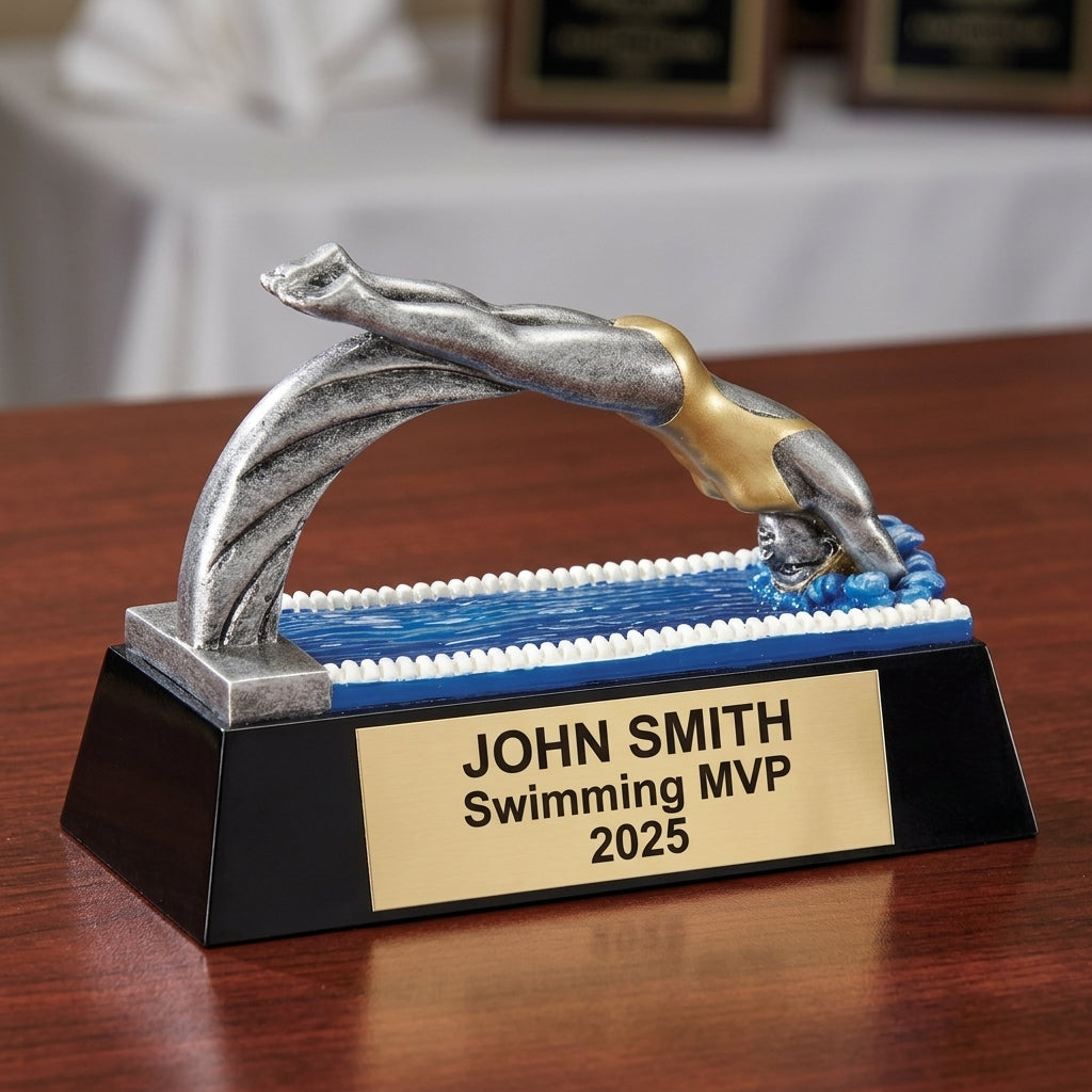 Personalized | Swimming Award | Custom Engraved | Swimmer Trophy | Personalized Swim | Engraved Trophy | Custom Team | Youth Swimmer - View 2