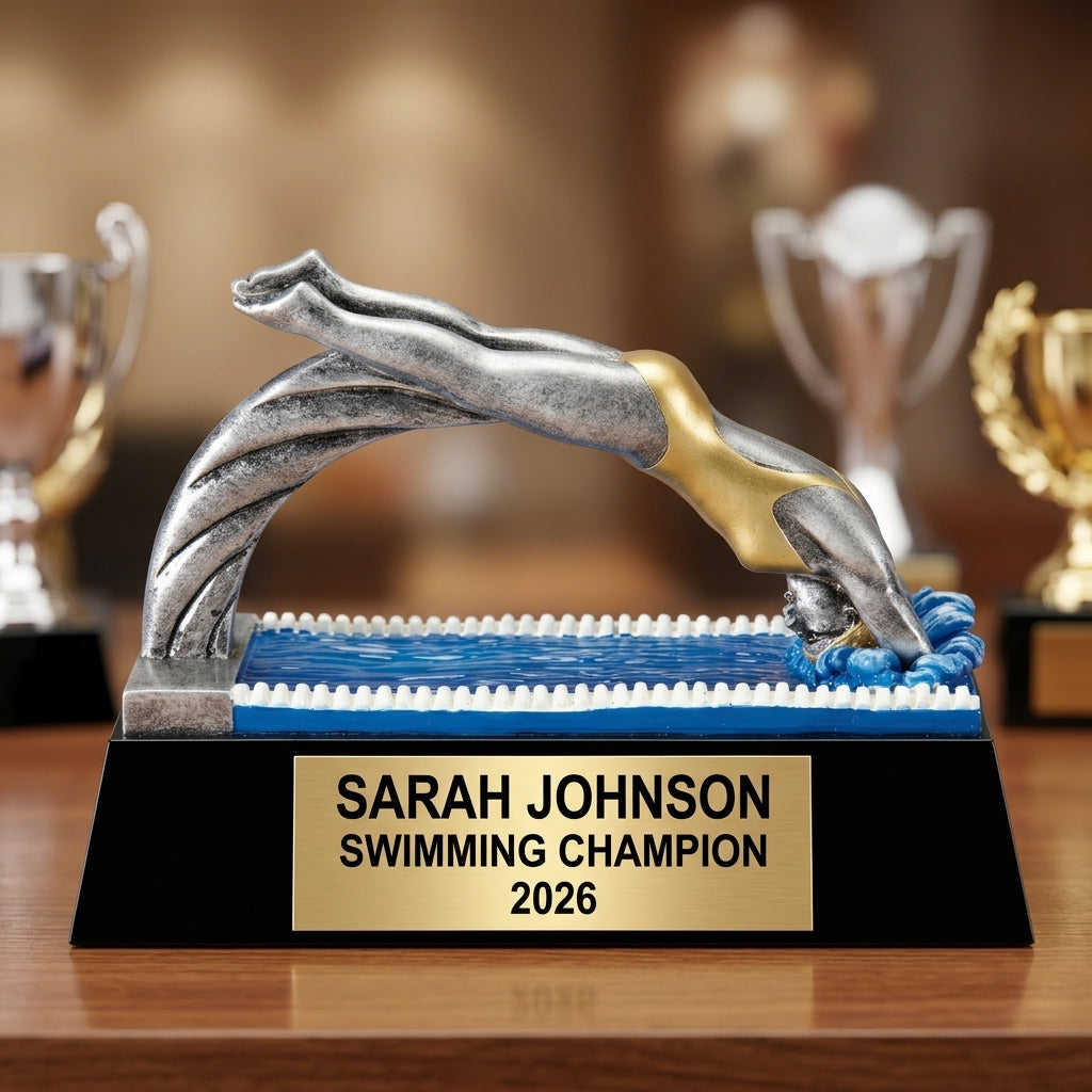 Personalized | Swimming Award | Custom Engraved | Swimmer Trophy | Personalized Swim | Engraved Trophy | Custom Team | Youth Swimmer - View 4