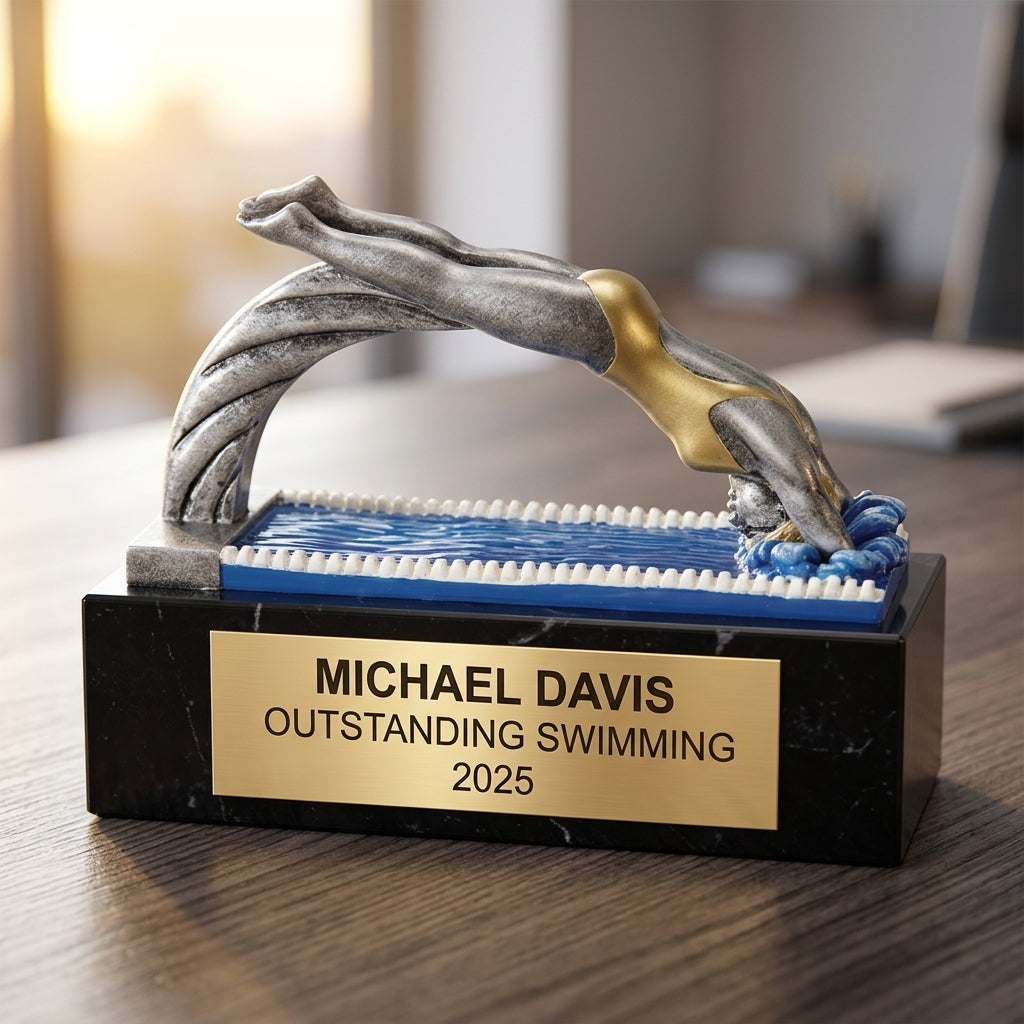 Personalized | Swimming Award | Custom Engraved | Swimmer Trophy | Personalized Swim | Engraved Trophy | Custom Team | Youth Swimmer - View 5