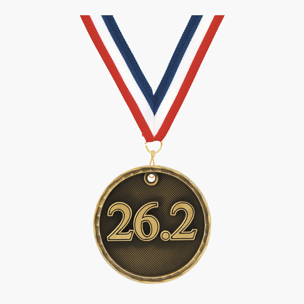 Personalized Marathon Medals with Neck Ribbon - Gold Silver Bronze - Custom Engraved