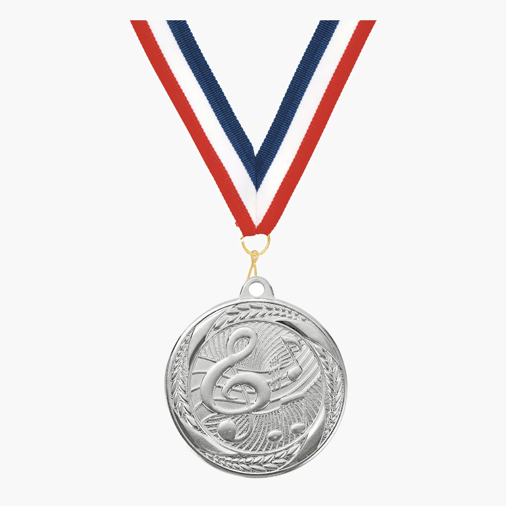 Personalized Music Medals with Neck Ribbon - Gold Silver Bronze - Custom Engraved