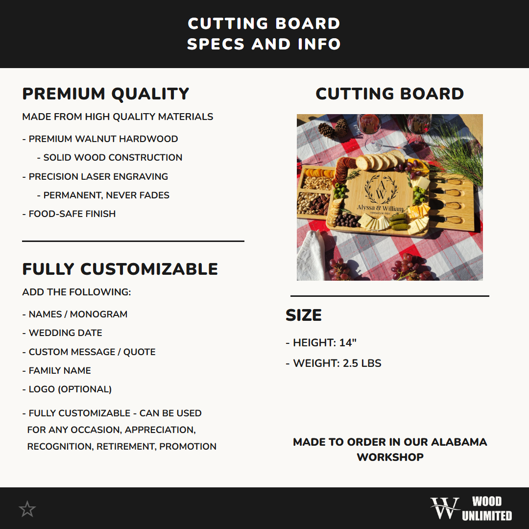 Personalized Charcuterie Board, Cutting Board Wedding Gift, Couple Christmas Gift, Bridal Shower Gift, Housewarming Gift, Anniversary Gift