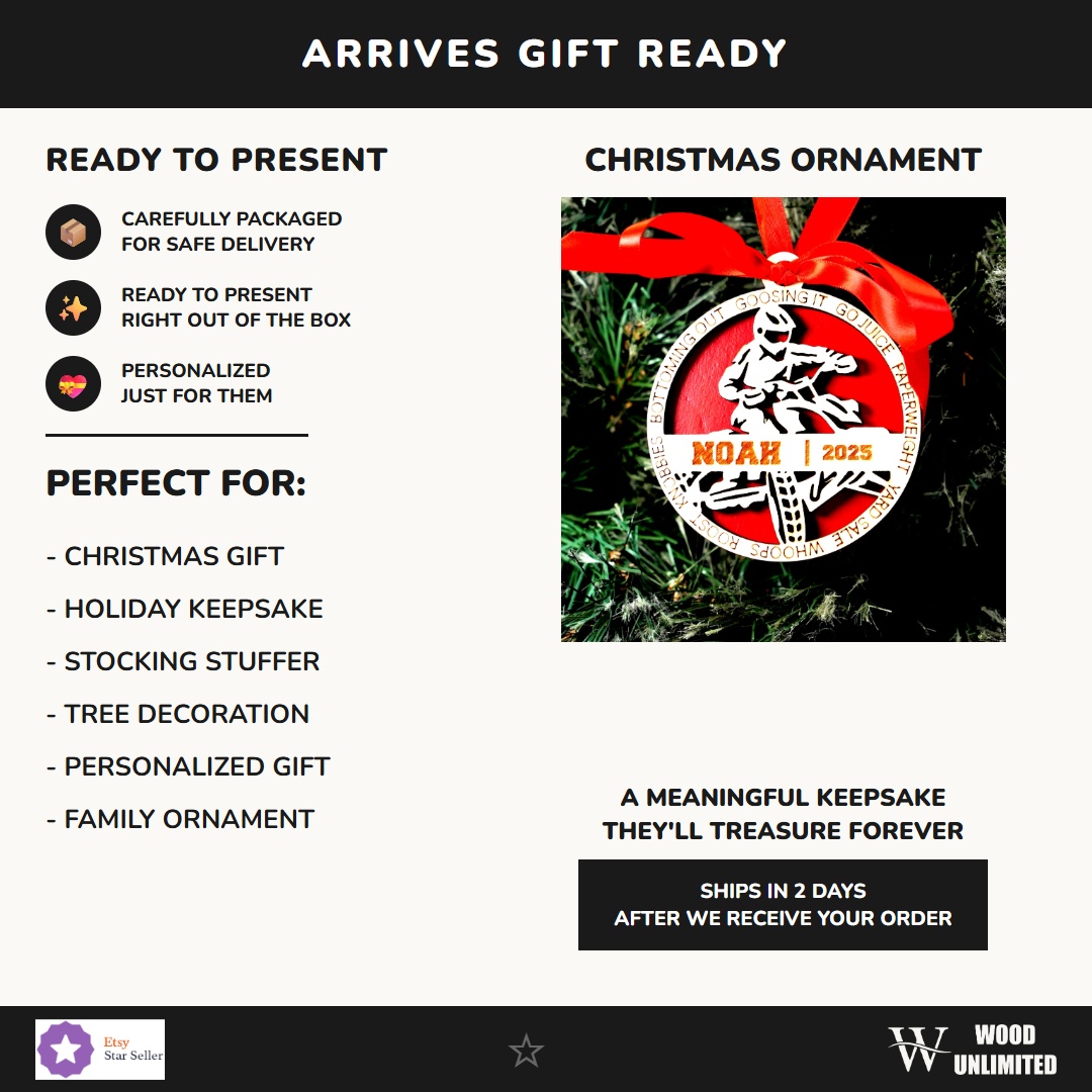 Personalized ATV Christmas Ornament – Custom Mud Rider Gift, Engraved Wooden Ornament 2025, Holiday Keepsake for Off-Road ...