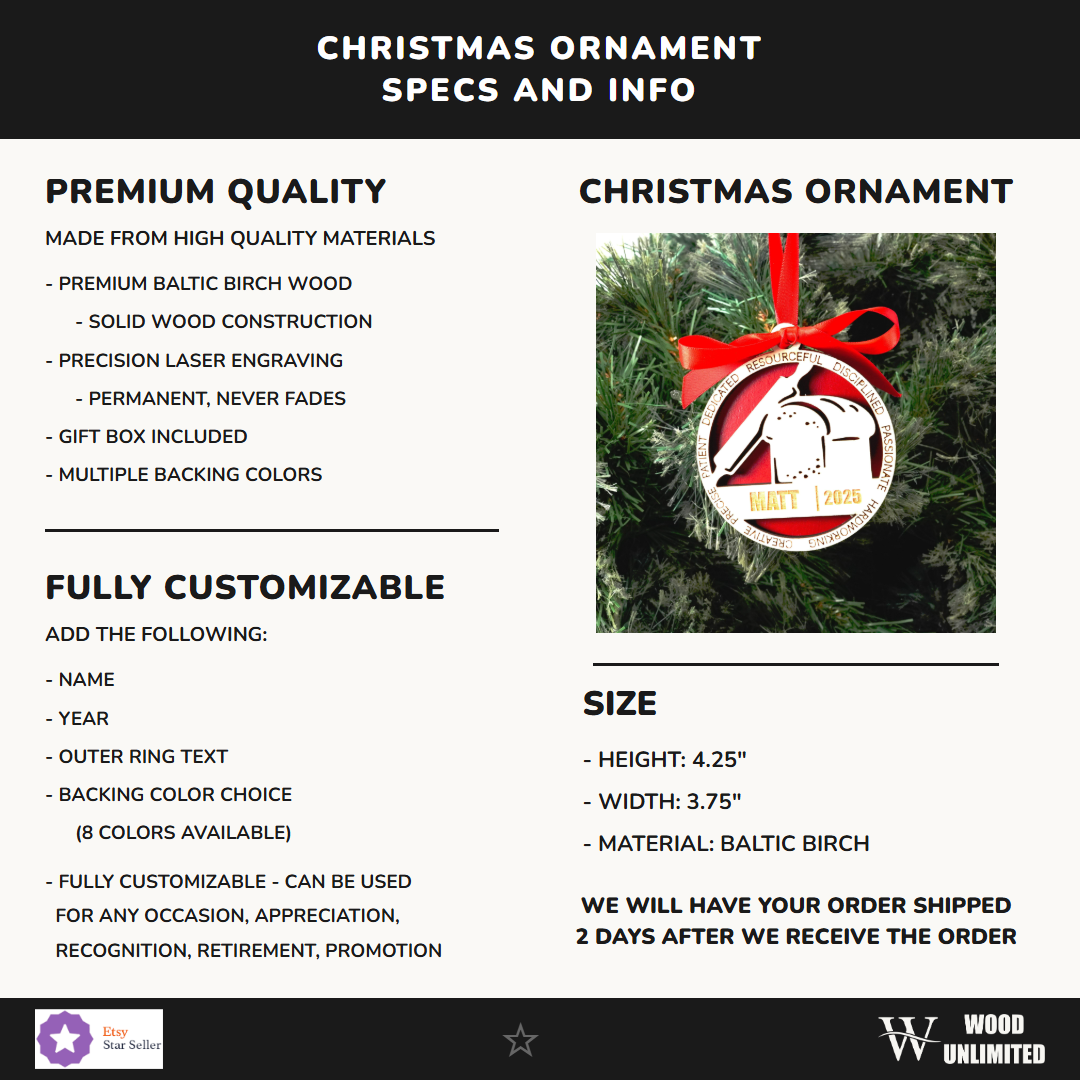 Personalized Baker Christmas Ornament – Gift for Baker, Pastry Chef, Dessert Maker, Cake Baker Christmas Gift, Baking Orna...