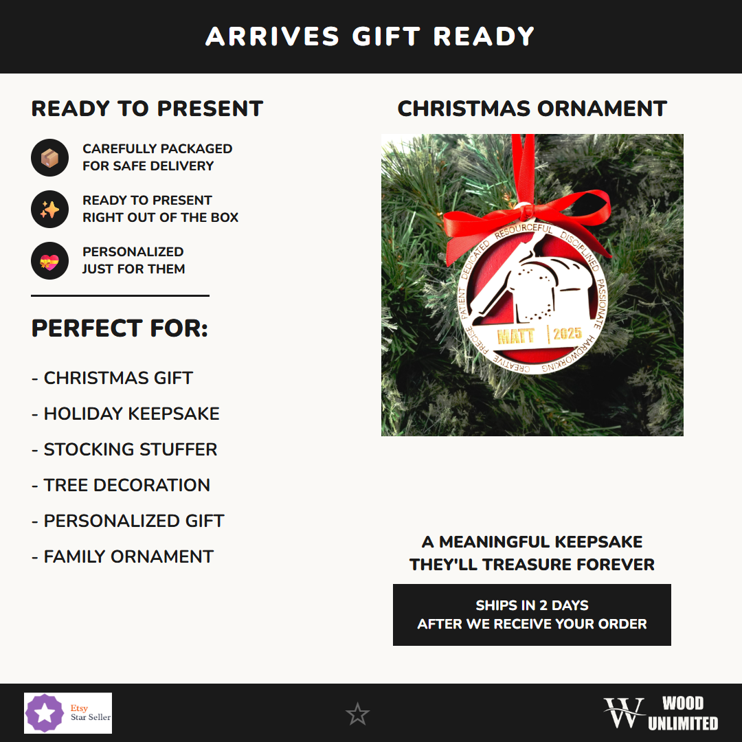 Personalized Baker Christmas Ornament – Gift for Baker, Pastry Chef, Dessert Maker, Cake Baker Christmas Gift, Baking Orna...