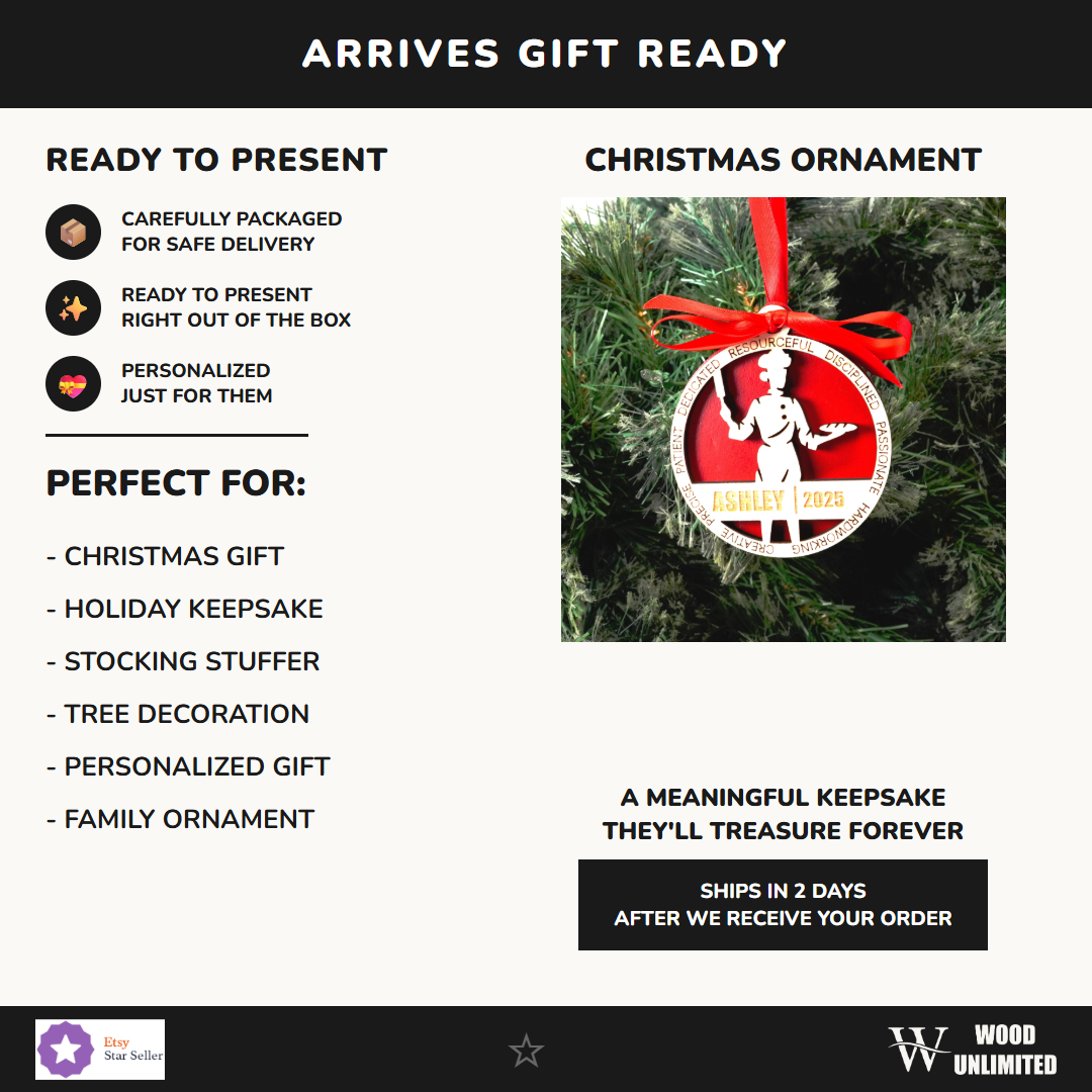 Personalized Baker Christmas Ornament – Gift for Female Baker or Pastry Chef, Dessert Maker, Cake Maker, Baking Christmas ...