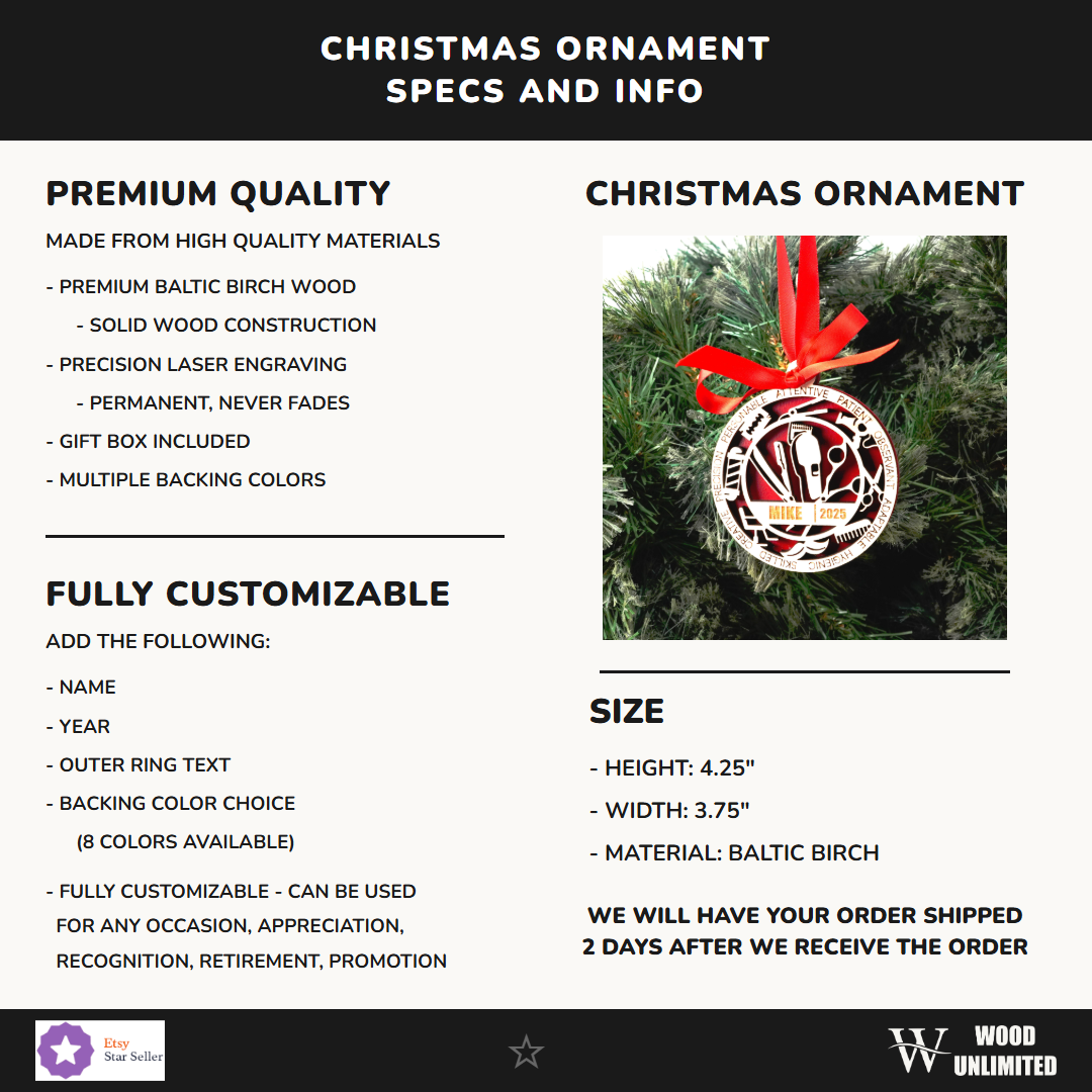 Personalized Barber Christmas Ornament – Gift for Barber, Stylist, Hair Artist - Image 8 of 11