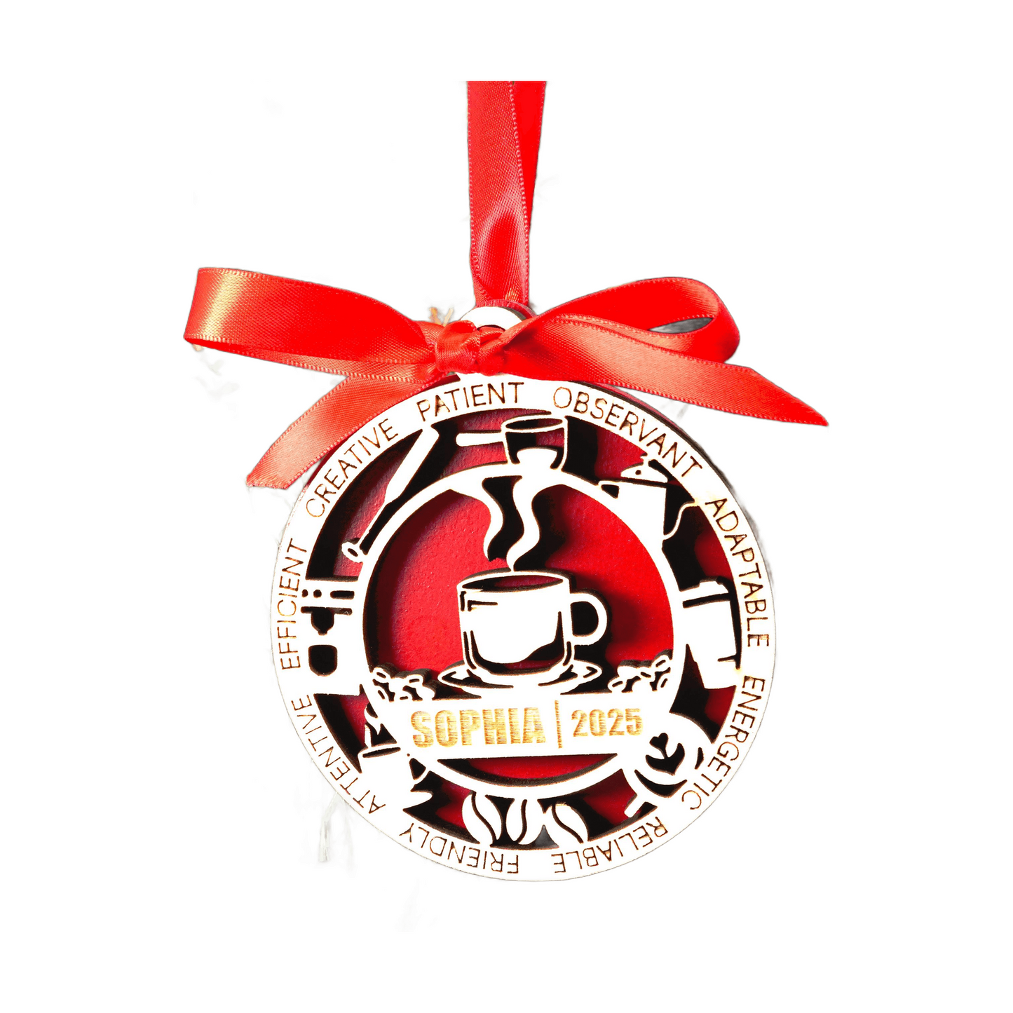 Personalized Barista Christmas Ornament – Gift for Barista, Cafe Worker, Coffee Lover