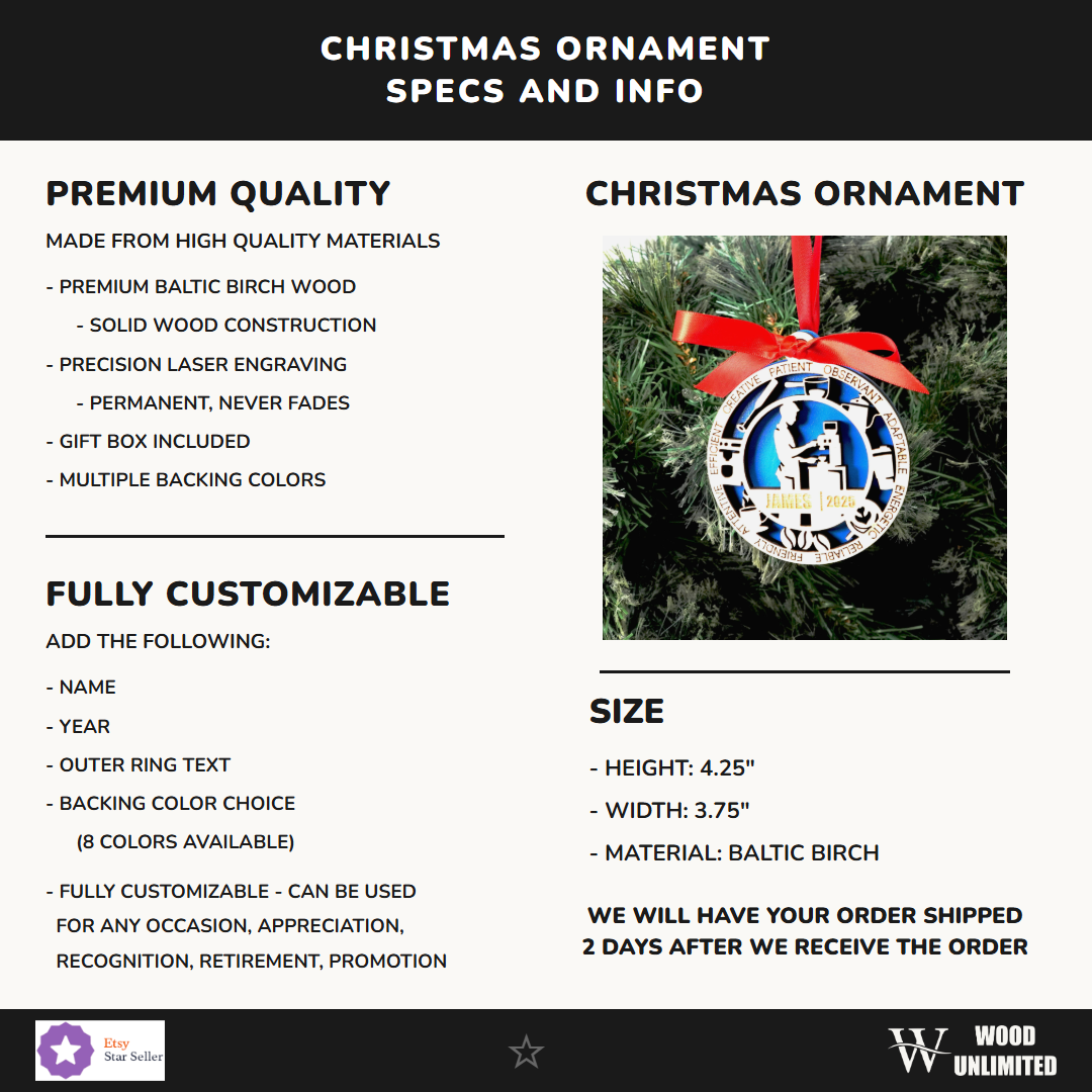 Personalized Barista Christmas Ornament – Gift for Male Barista or Cafe Worker, Coffee Lover - Image 11 of 14