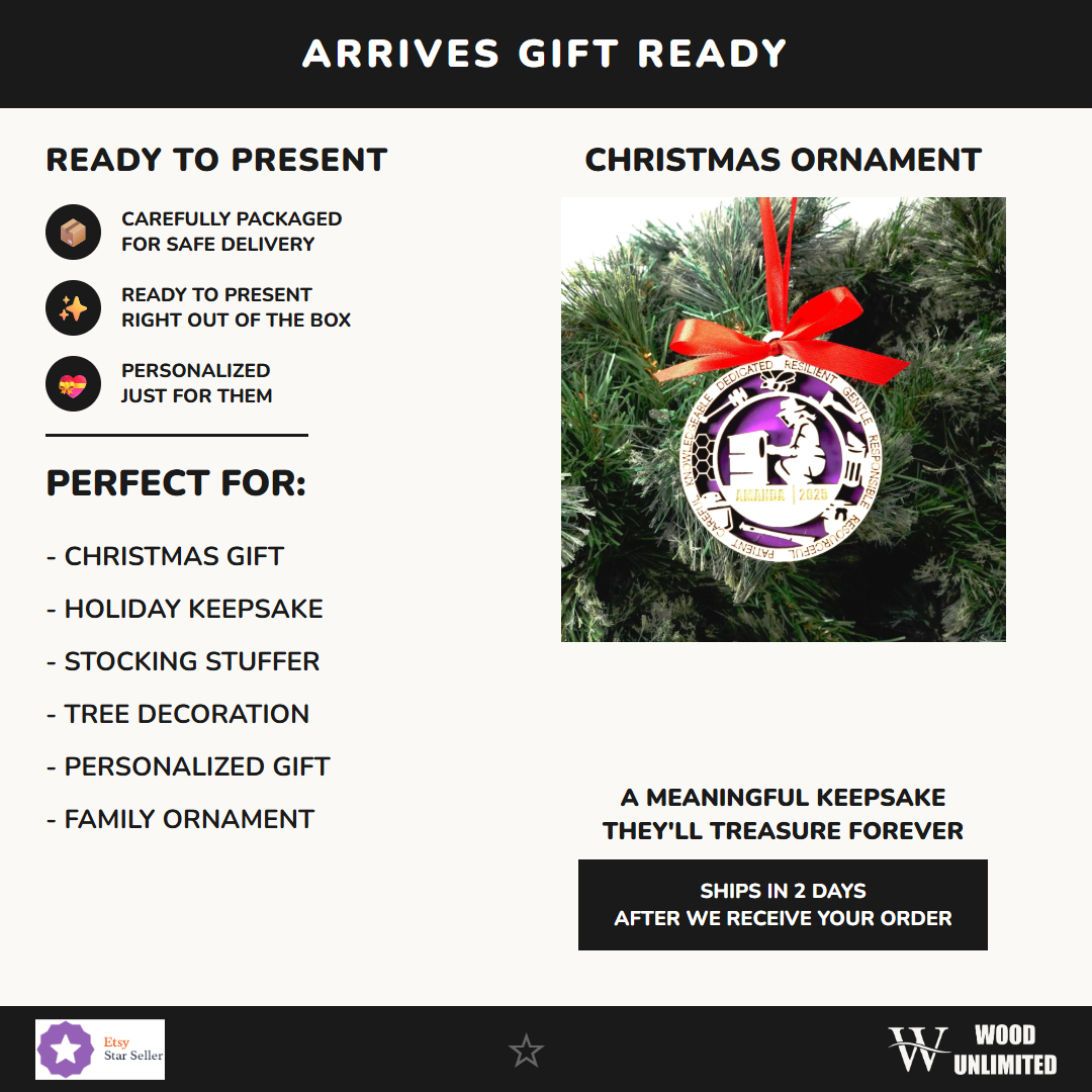 Personalized Beekeeper Christmas Ornament – Gift for Female Beekeeper or Apiarist, Honey Maker, Bee Keeper Gift - Image 10...