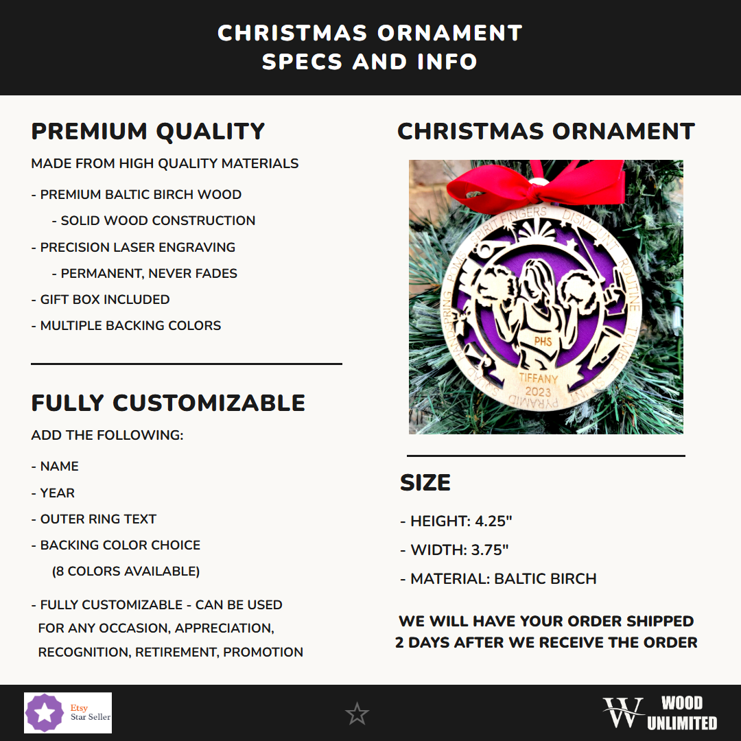 Personalized Cheerleader Christmas Ornament Gift – Custom Engraved Cheerleading Ornament for Cheer Team, Cheer Squad, or Cheer Coach