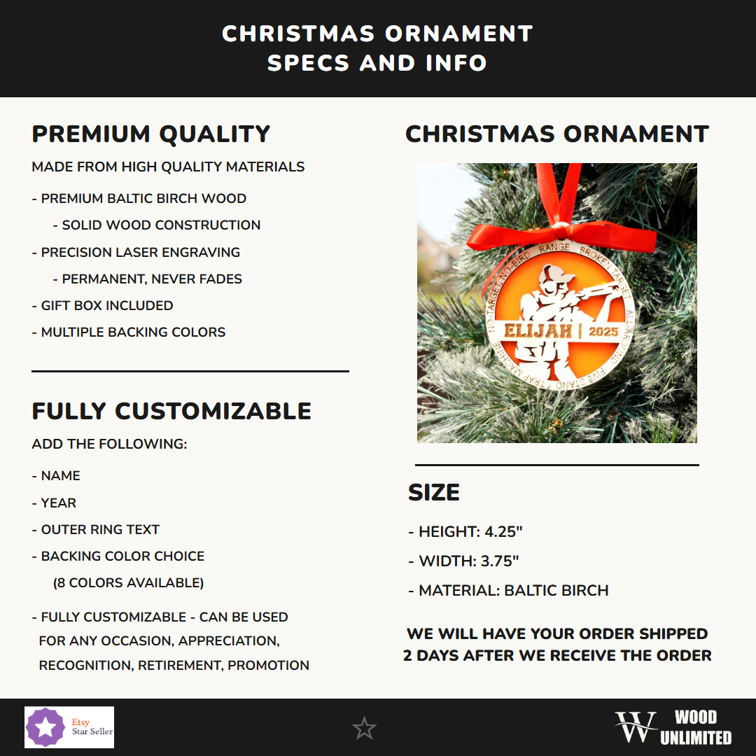 Personalized Clay Shooting Christmas Ornament Gift for Skeet Shooter, Trap Shooter Ornament, Christmas Gift for Clay Shooter,