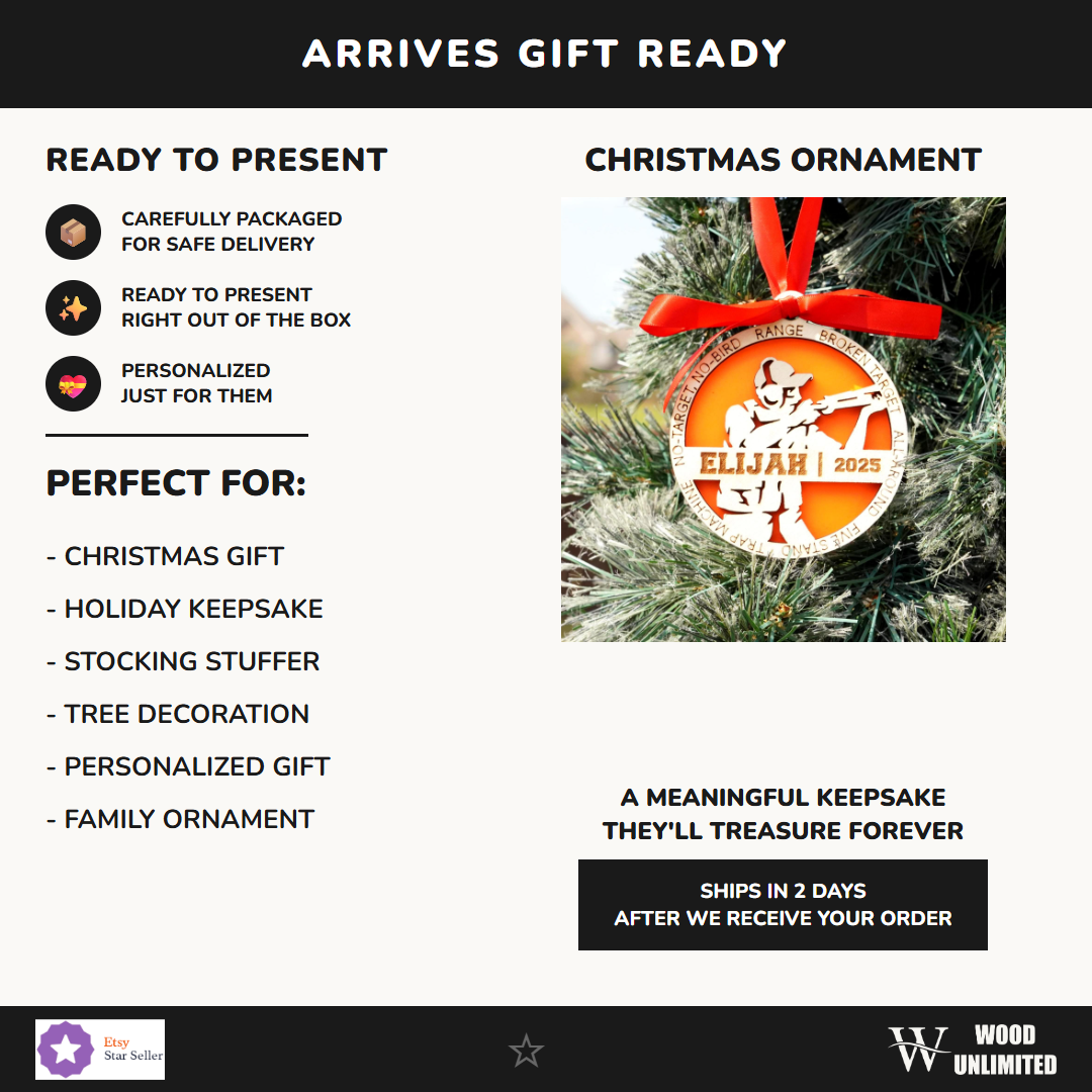 Personalized Clay Shooting Christmas Ornament Gift for Skeet Shooter, Trap Shooter Ornament, Christmas Gift for Clay Shooter,