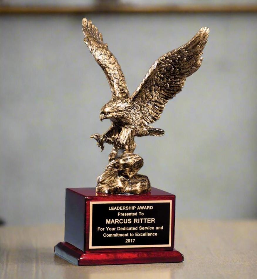 Military Appreciation Award, Bronze Finished Eagle Trophy, Patriotic Recognition Award for Army, Navy, Air Force, Marines & Coast Guard