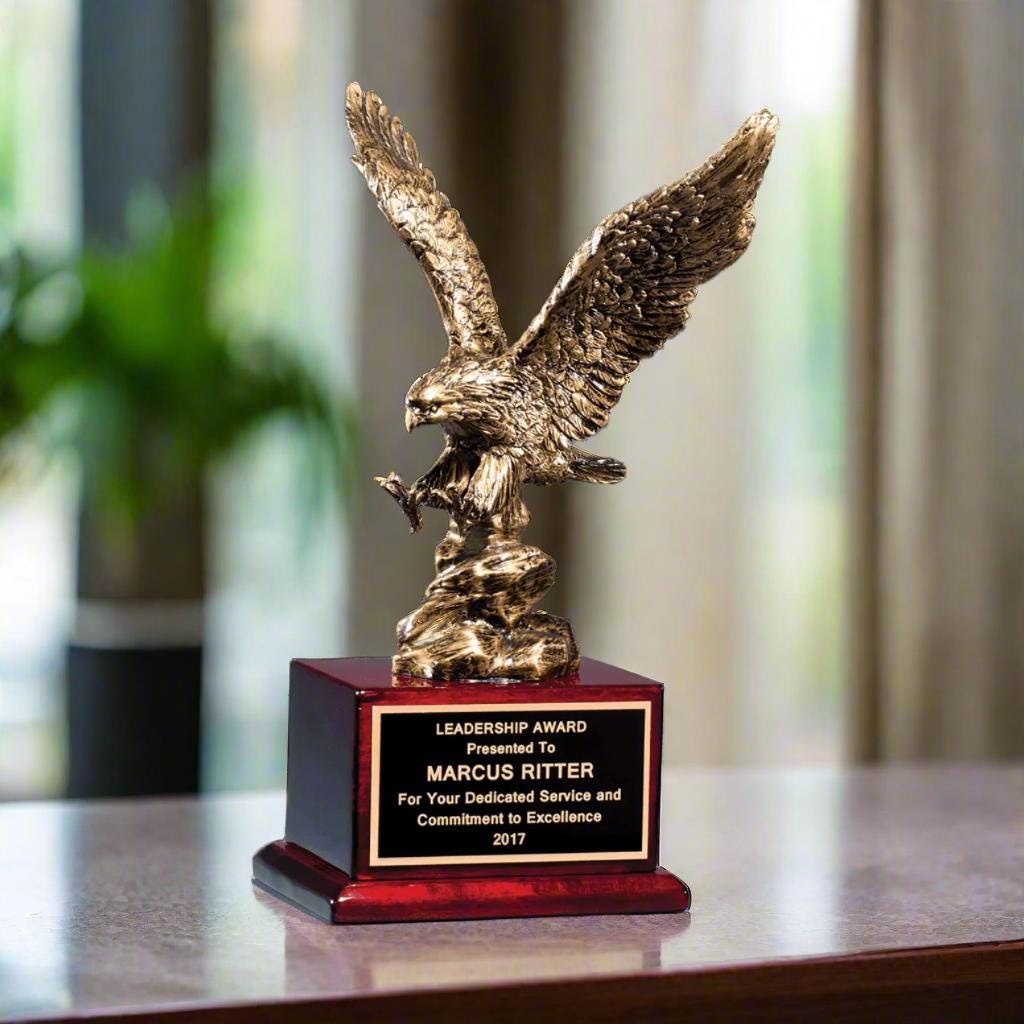 Military Appreciation Award, Bronze Finished Eagle Trophy, Patriotic Recognition Award for Army, Navy, Air Force, Marines & Coast Guard