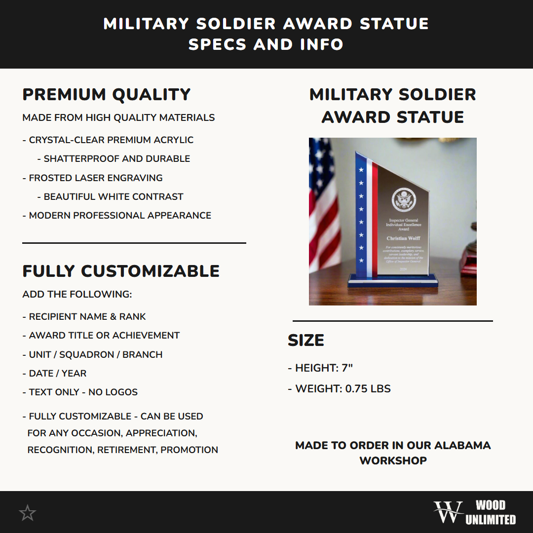 Personalized Award Plaque for Military, Law Enforcement and Government, Military Promotion, Military Retirement, Military Recognition Plaque