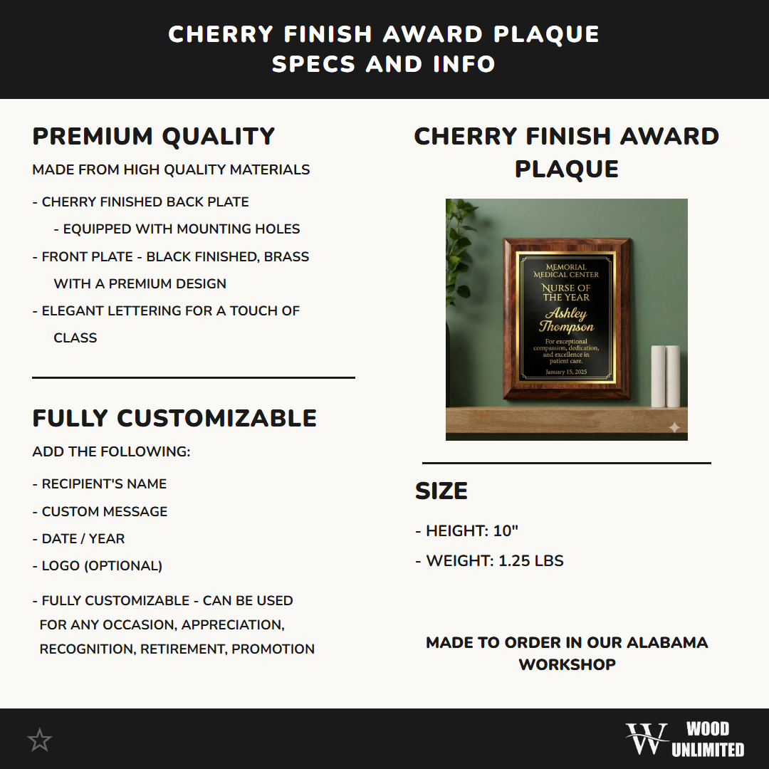 Personalized Nurse of the Year Award Plaque - Custom Engraved Wooden Recognition Gift - Nurse Appreciation & Graduation Present
