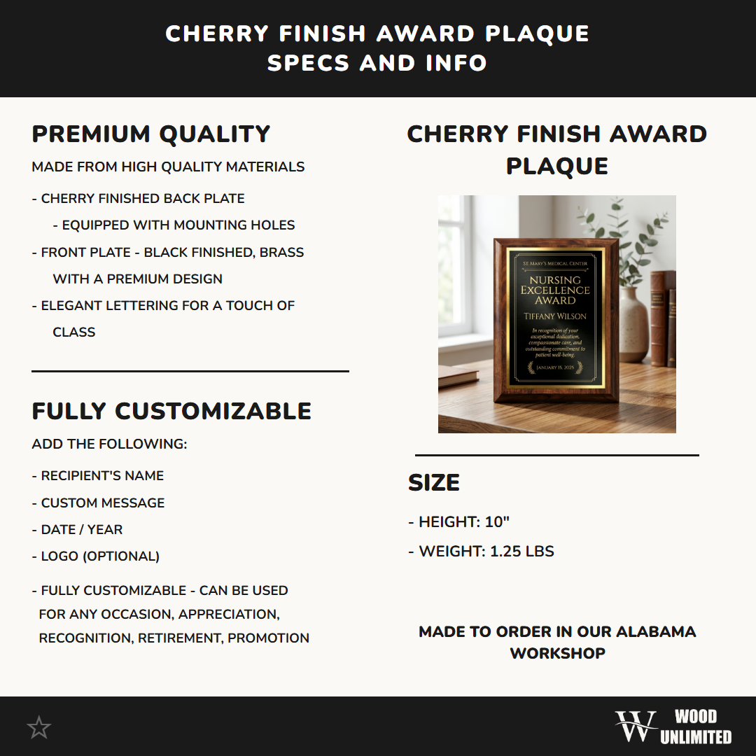 Personalized Nurse Award Plaque, Nursing Excellence Gift, Custom Engraved Healthcare Recognition