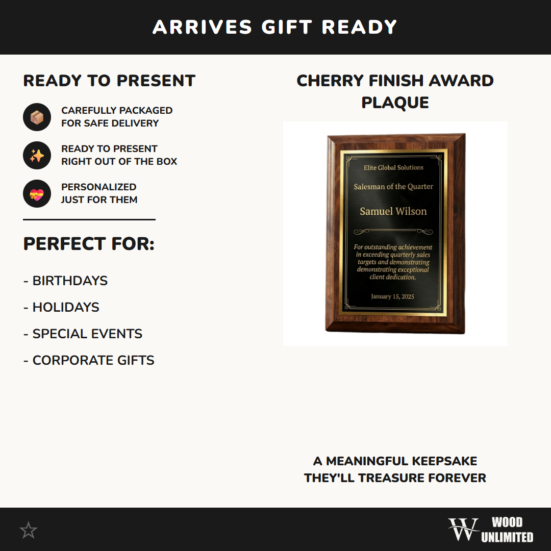 Personalized Salesman Gift Award Plaque - Employee Recognition - Quarter Award - Laser Engraved - Custom Name