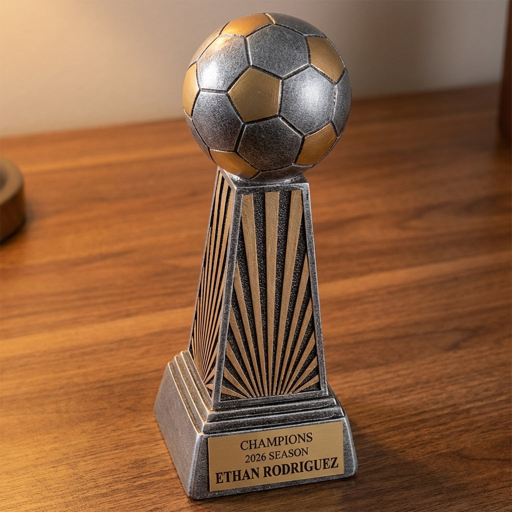 Personalized Soccer Trophy 6"/7" - Custom Engraved IMPERIAL RESIN for Team, Coach & MVP Awards - View 2