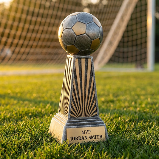 Personalized Soccer Trophy 6"/7" - Custom Engraved IMPERIAL RESIN for Team, Coach & MVP Awards - View 3