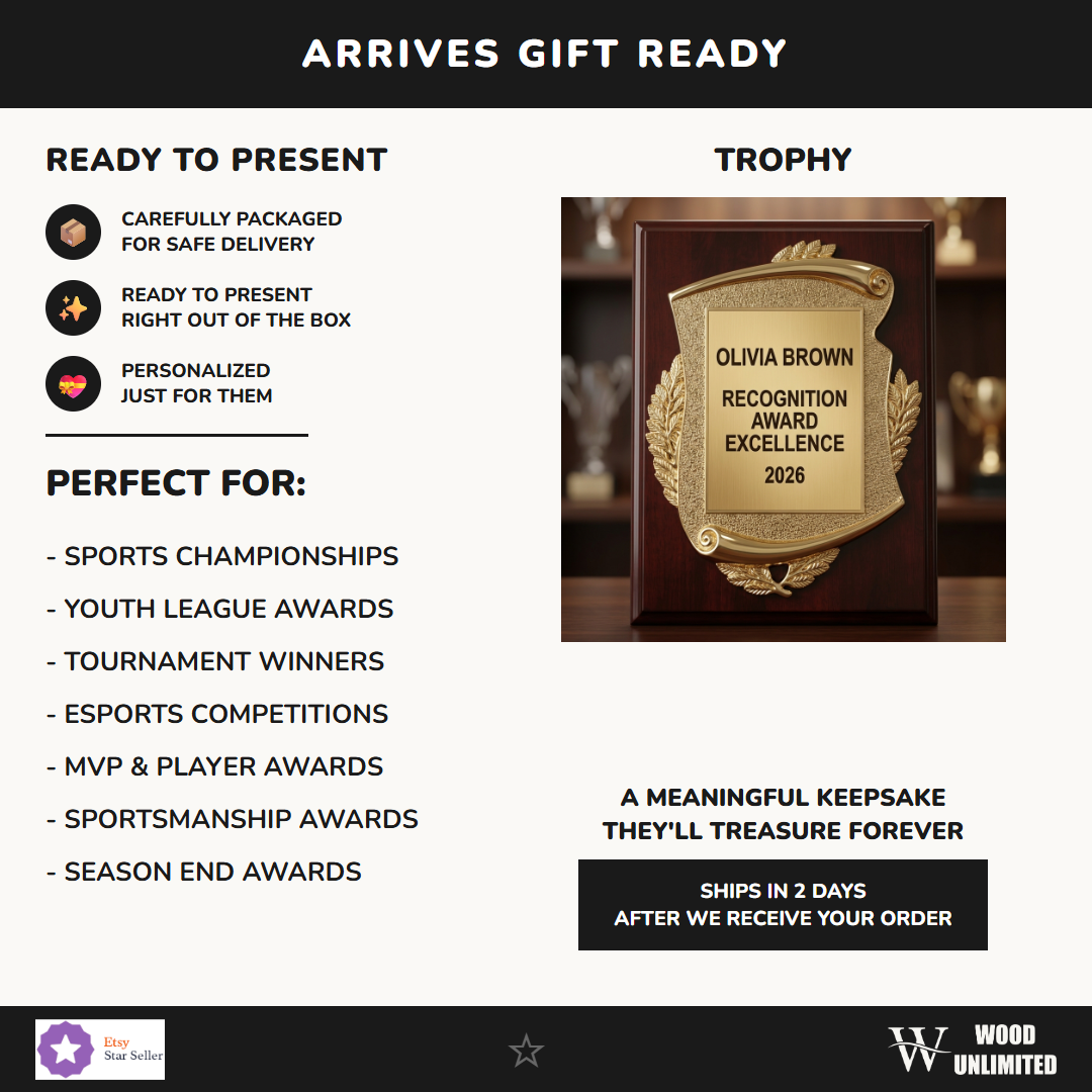 Gift-ready presentation of a personalized Recognition Award award in resin, ready to ship for recognition gifting — featuring Personalized Corporate Achievement Award, a popular choice for Schools and Universities for Annual Galas