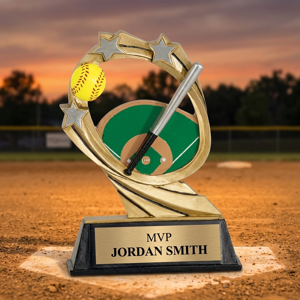 Personalized Softball Trophy 5.5" - Custom Engraved RCM for Team, Coach & MVP - View 3