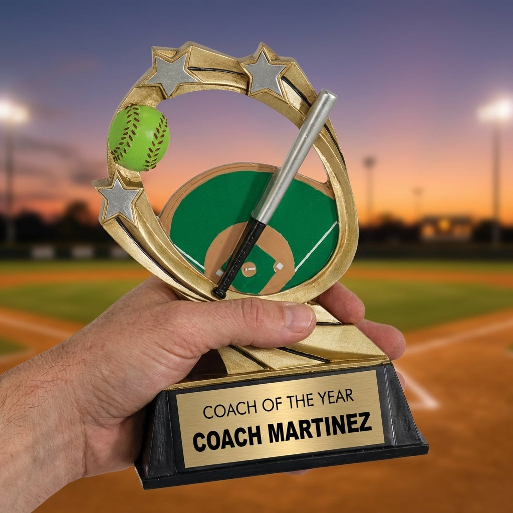 Personalized Softball Trophy 5.5" - Custom Engraved RCM for Team, Coach & MVP - View 5