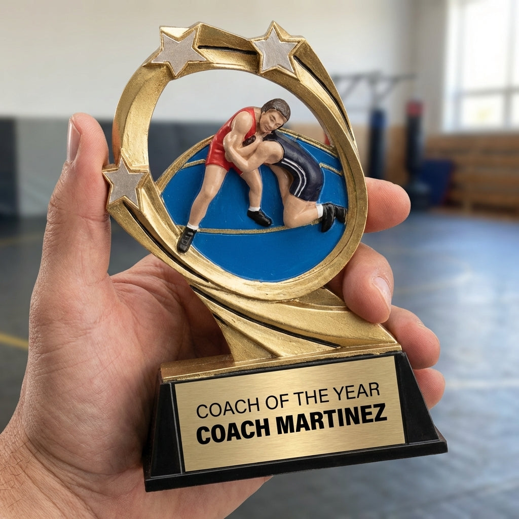 Personalized Sports Trophy 5.5" - Custom Engraved RCM for Team, Coach & MVP - View 5