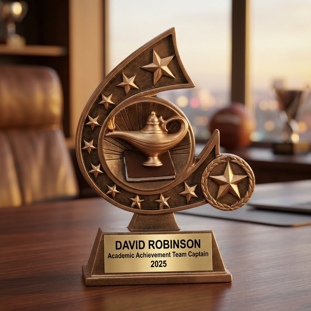Resin wisdom and knowledge award | Education award custom engraved with up to 4 lines, supports Student recognition and Educational trophy buyers searching academic achievement recognition gifts