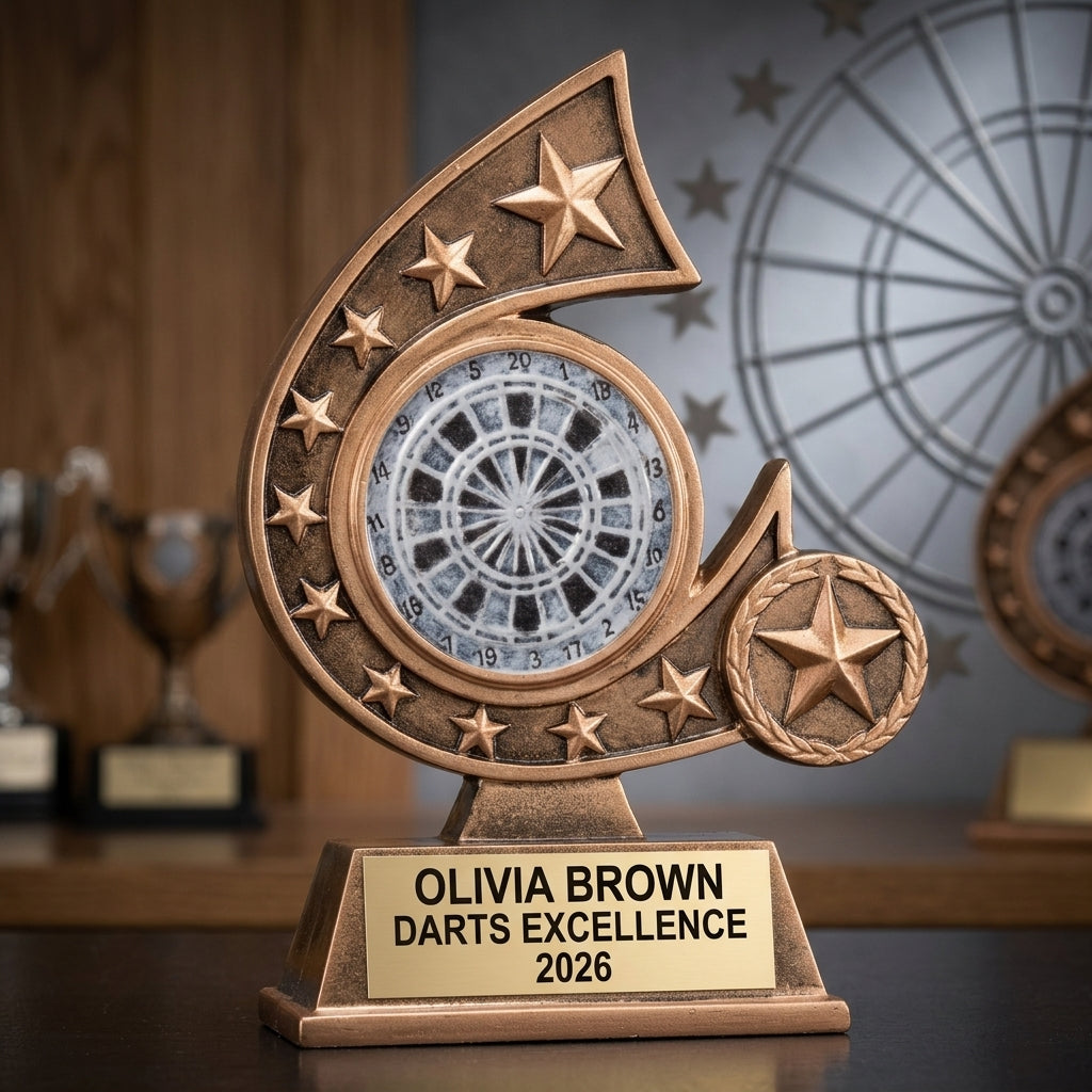 Darts Trophy Award | Personalized Darts Award | Custom Engraved | Darts Gift | Darts Tournament Trophy | Team Award - View 3