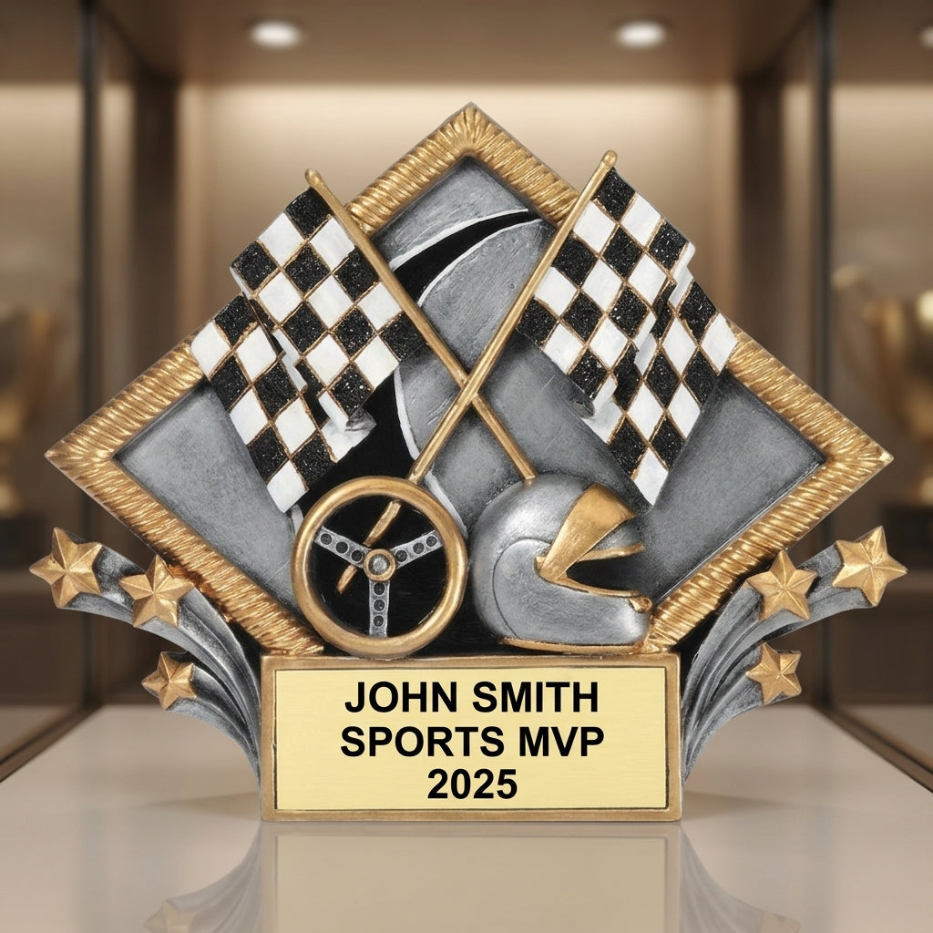 Sports Award Trophy | Personalized | Custom Engraved | Racing Diamond Plate | Team Gift | Achievement | Champion - View 1