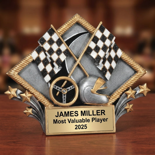Sports Award Trophy | Personalized | Custom Engraved | Racing Diamond Plate | Team Gift | Achievement | Champion - View 2