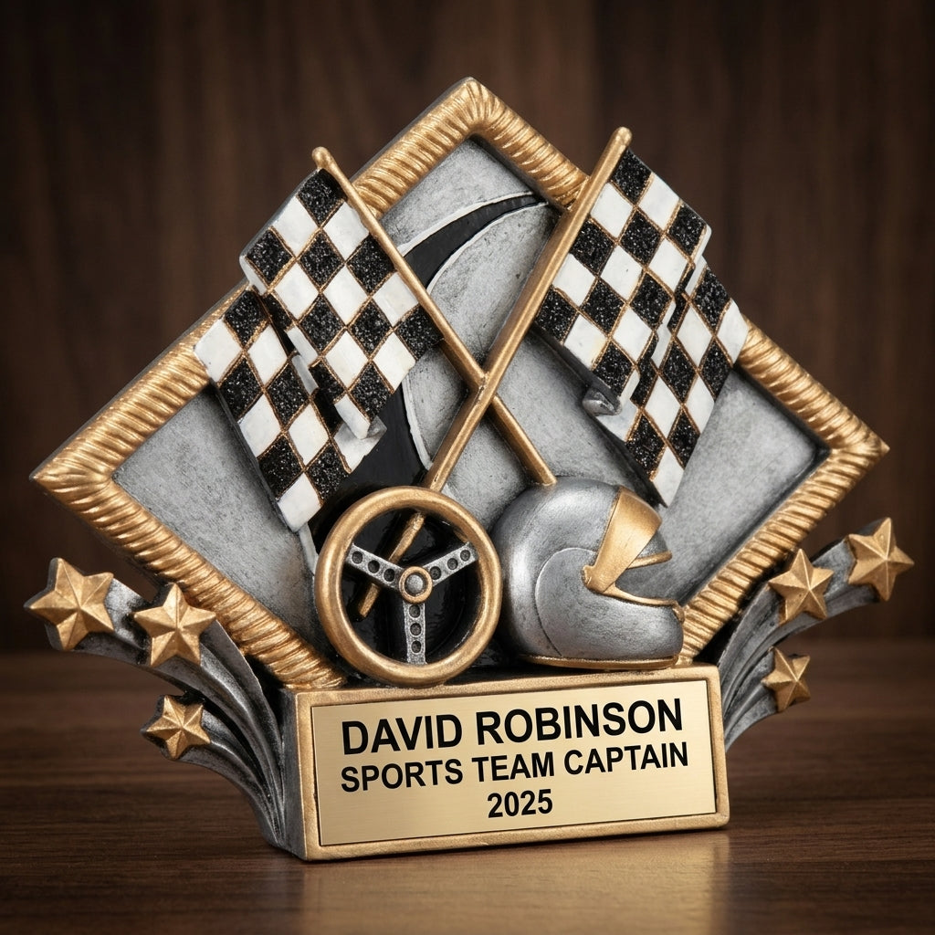 Sports Award Trophy | Personalized | Custom Engraved | Racing Diamond Plate | Team Gift | Achievement | Champion - View 3