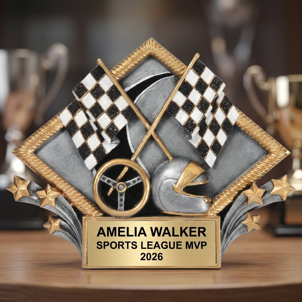 Sports Award Trophy | Personalized | Custom Engraved | Racing Diamond Plate | Team Gift | Achievement | Champion - View 4